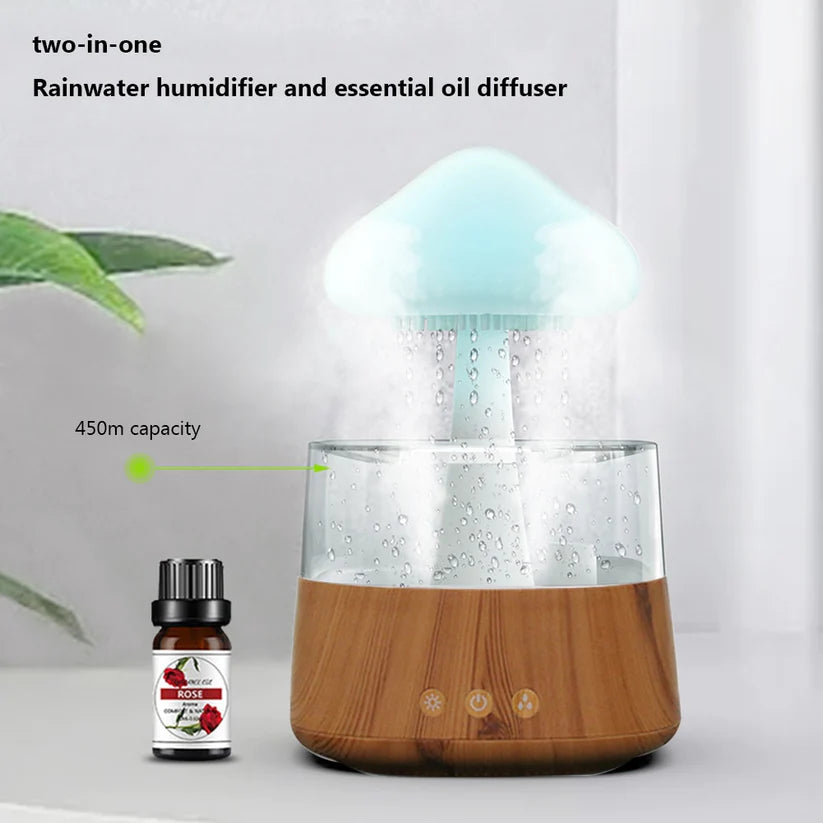 Champignon humidificateur d'air nuage de pluie veilleuse distributeur d'odeurs Relax lampe d'aromathérapie calmant gouttes d'eau diffuseur de sons